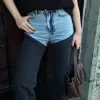 Kadın Jeans Kot Parçalı Palazzo Pantolon - Siyah