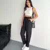 Kadın Yüksel Bel Rahat Paça Pantalon - Siyah