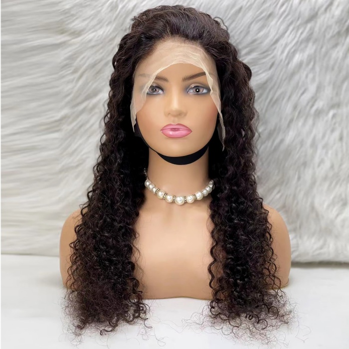 Afro Dalga Front Lace Gerçek Tül Peruk - Doğal - 70-75cm