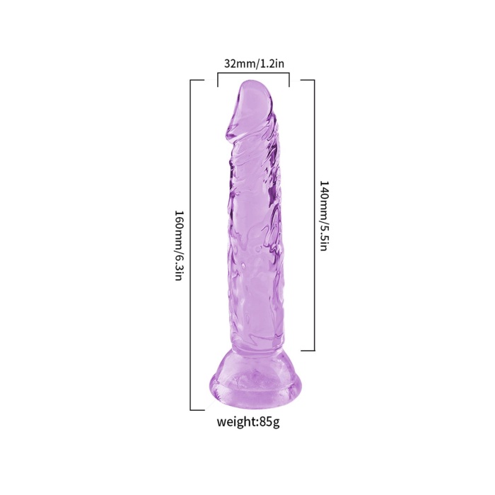 Şeffaf Mor Silikon Gerçekçi Dildo 14cm