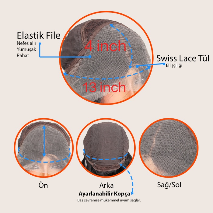 Bebek Kumralı Platin Ombre  ve Röfleli Fiber Sentetik Geniş Dalgalı Tül Peruk