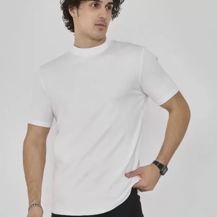 Unisex Bisiklet Yaka Slim fit T-Shirt - Beyaz