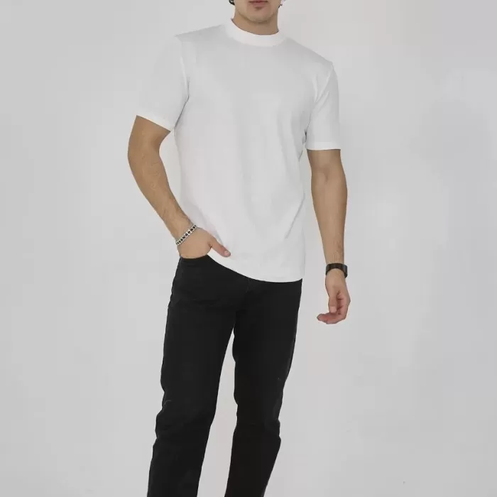 Unisex Bisiklet Yaka Slim fit T-Shirt - Beyaz