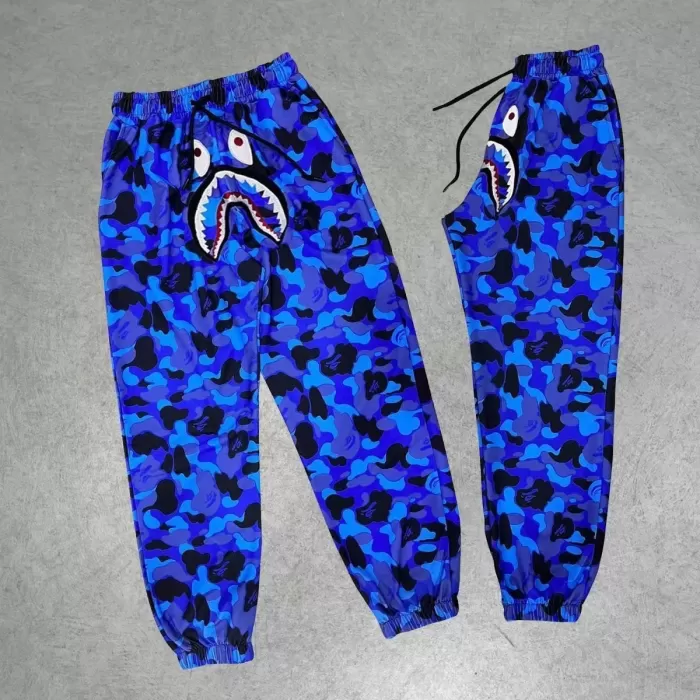 İki İplik Mevsimlik Bape Nakişli Eşofman Pantolon - Mavi