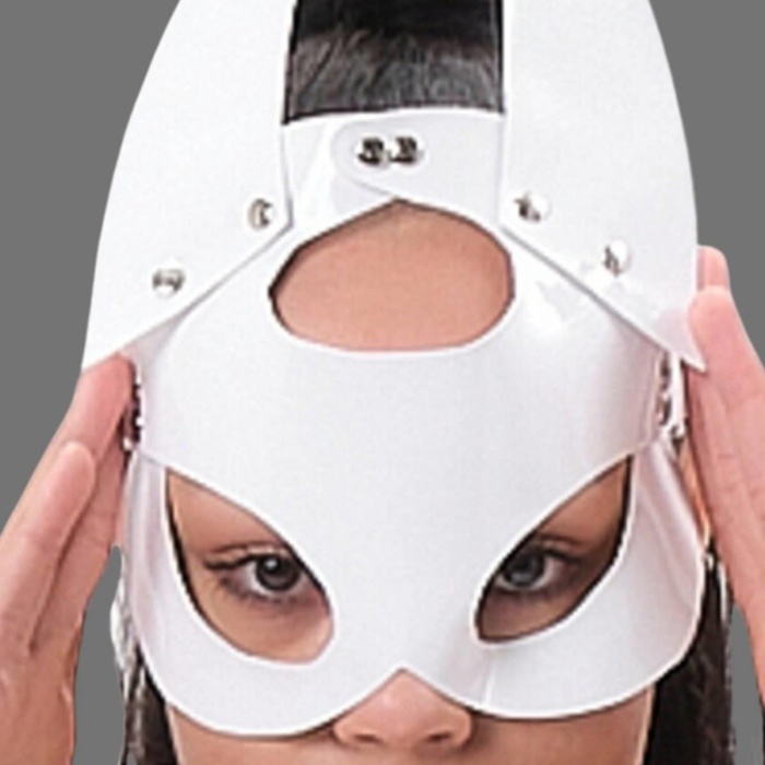 Beyaz Deri Sivri Kulaklı Maske 800455