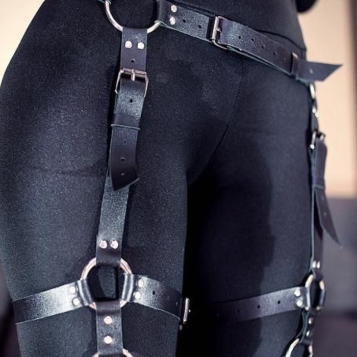 Pantolon Üstüne Çift Bacak Üstüne Bağlamalı Halkalı Harness Suni şık Deri Kemer 700897