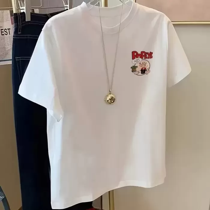 Erkek Oversize Tişörtü  Popeye the Sailor Retro Vintage Ispanak | Hediye olarak idealdir, farklı boyutları mevcuttur. - Beyaz