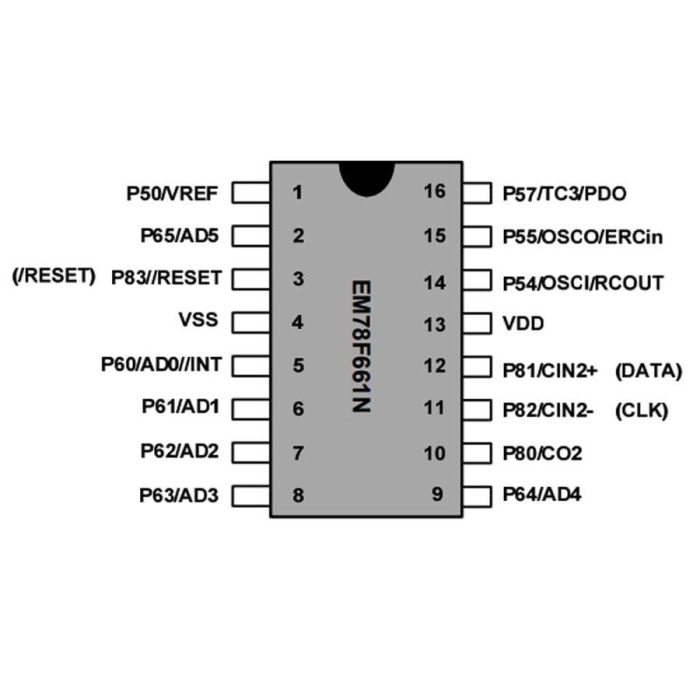 EM78F661NAD16J 8-Bit 4MHz ADC Mikrodenetleyici Dip16