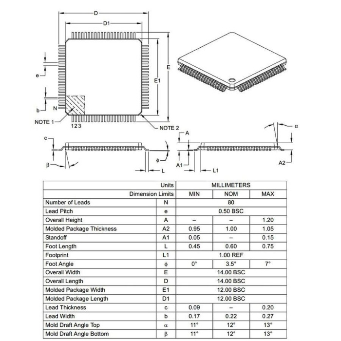 PIC18F8722 I/PT SMD TQFP-80 8-Bit 40MHz Mikrodenetleyici