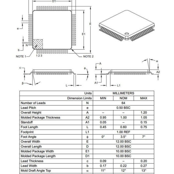 PIC18F67K22-I/PT SMD 8-Bit 64MHz Mikrodenetleyici TQFP-64