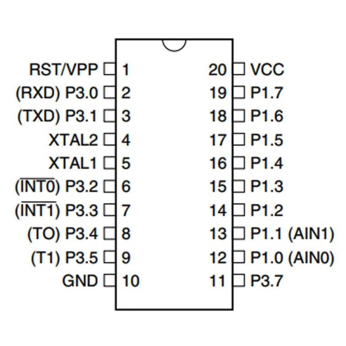 AT89C2051-24PU 8-Bit 24MHz Mikrodenetleyici DIP-20