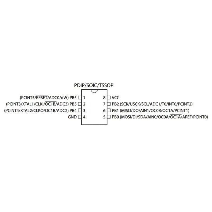 ATtiny85-20SU SMD 8-Bit 20MHz Mikrodenetleyici SOIC-8