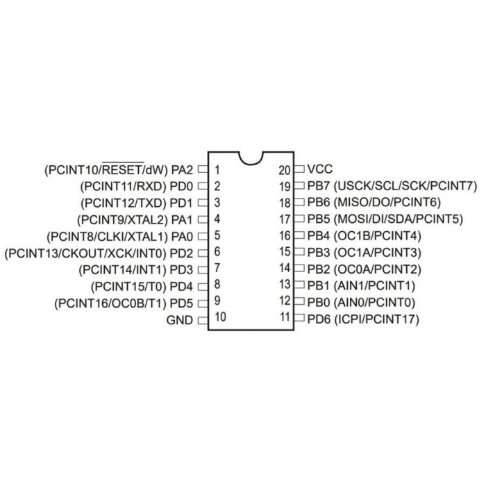 ATtiny2313A-SU SMD 8-Bit 20MHz Mikrodenetleyici SOIC-20