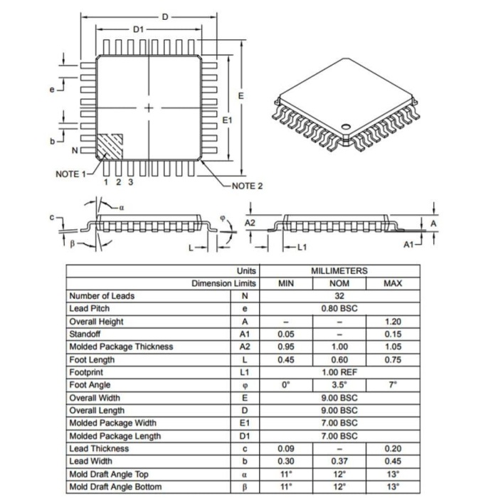 ATMEGA328PB-AU SMD 8 Bit 20MHz Mikrodenetleyici TQFP32