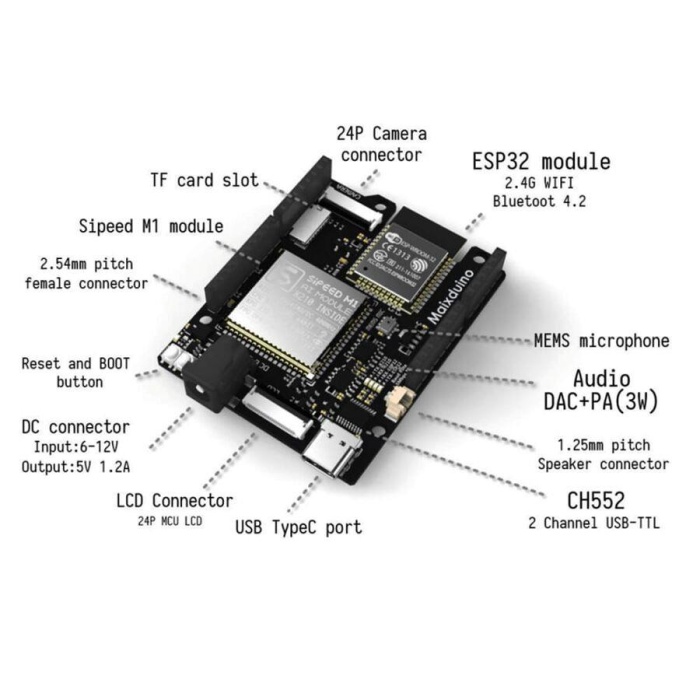 Maixduino AI Geliştirme Kartı (OV2640) K210 RISC-V AI+LOT ESP32