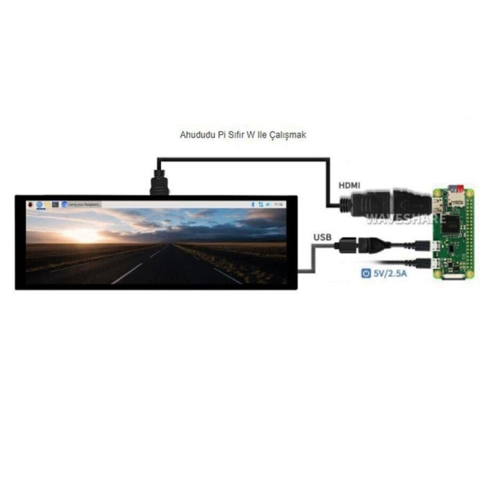 7.9 inç Kapasitif Dokunmatik Ekran LCD 400×1280 HDMI IPS (Sertleştirilmiş Cam Kapak)