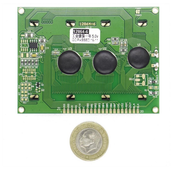 12864B V2.0 Grafik LCD Ekran Modülü - Mavi Renkli