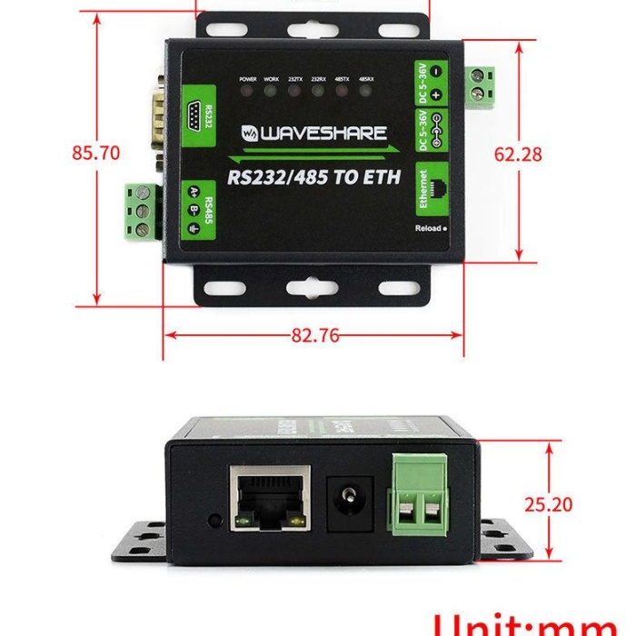 Endüstriyel RS232 / RS485 - Ethernet Dönüştürücü