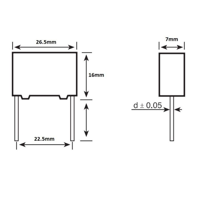 1.5uF 250Vdc 10% Polyester Kondansatör 22.5mm