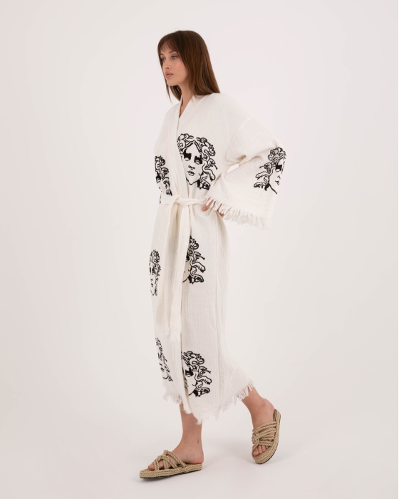 Bornoz ,Plaj Kıyafeti,Kimono , Kaftan ,Sabahlık  Medusa Baskılı