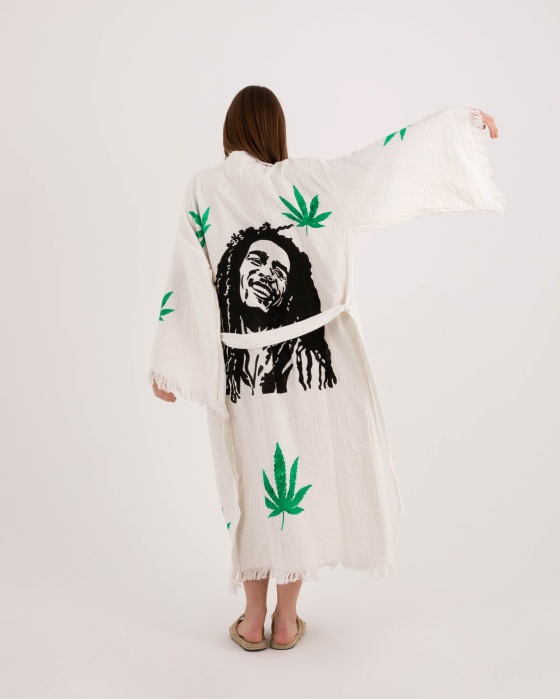 Bornoz ,Plaj Kıyafeti,Kimono , Kaftan ,Sabahlık  Bob Marley Baskılı