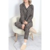 Düğmeli Süet Pijama Takımı Leopar - 6486.1902.