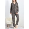 Düğmeli Süet Pijama Takımı Leopar - 6486.1902.