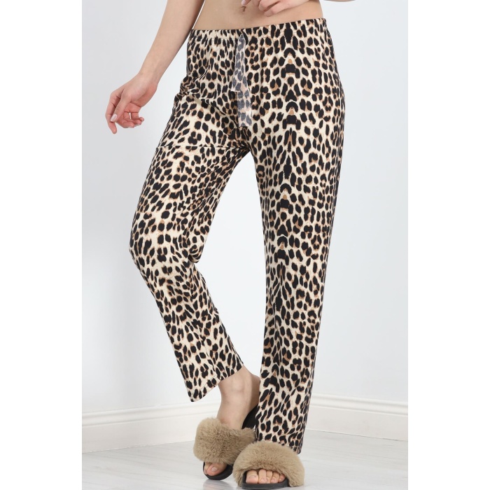 Desenli Süet Pijama Altı Leopar