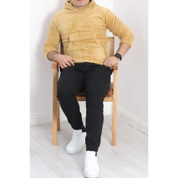 Kanguru Cep Kapşonlu Peluş Sweat Camel - 9062.1153.