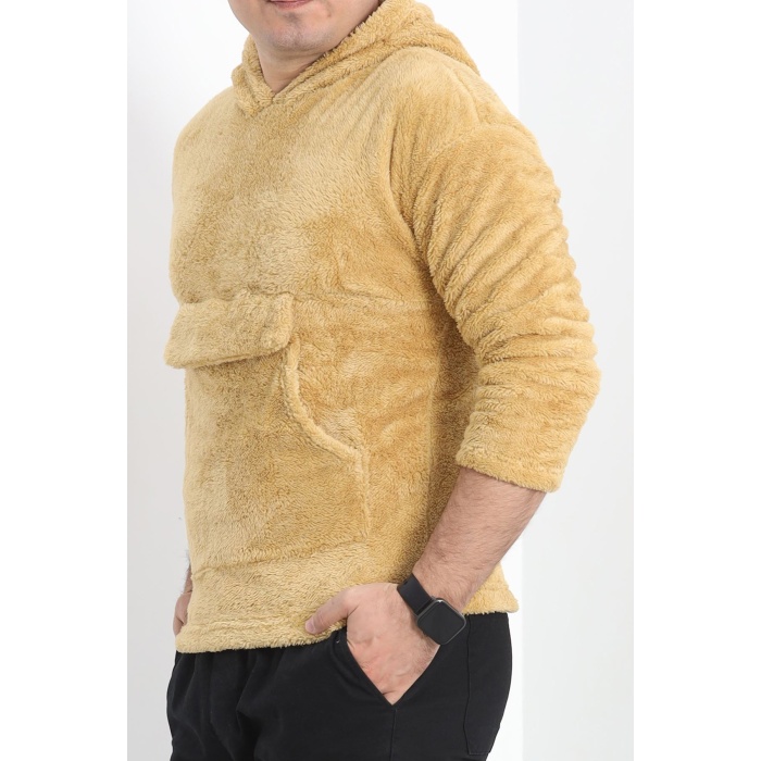 Kanguru Cep Kapşonlu Peluş Sweat Camel - 9062.1153.