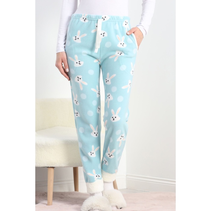 Paçası Peluşlu Polar Cepli Pijama Altı Mint - 20581.1287.