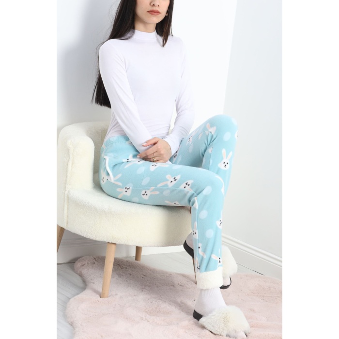 Paçası Peluşlu Polar Cepli Pijama Altı Mint - 20581.1287.