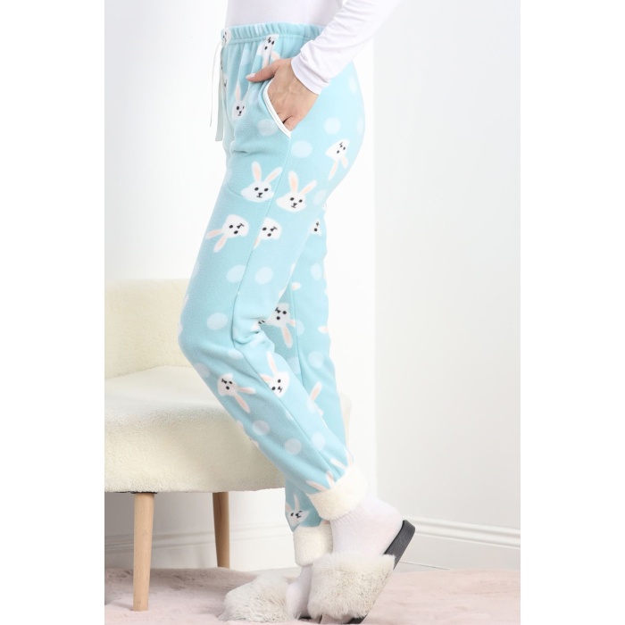 Paçası Peluşlu Polar Cepli Pijama Altı Mint - 20581.1287.