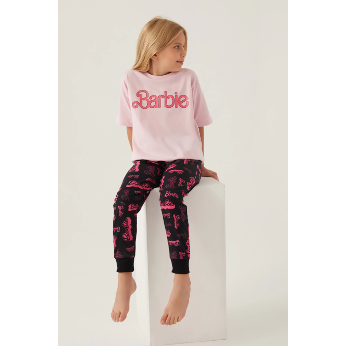 Barbie L1704-3 Kız Çocuk Kısa Kol Pijama Takımı