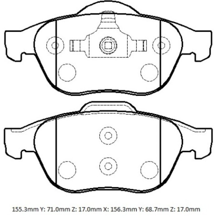 RENAULT SCENIC- 2- 07/09; ÖN FREN BALATASI (KABLOSUZ)(DİSK) (155,3X71X17/156,3X68,7X17) (FMK)