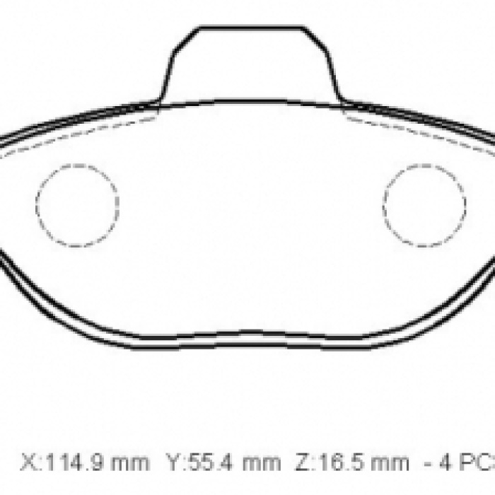 FIAT PANDA- 04/12; ÖN FREN BALATASI 1.2cc (KABLOSUZ)(DİSK) (114.9x55.4x16.5) (BRAMAX)