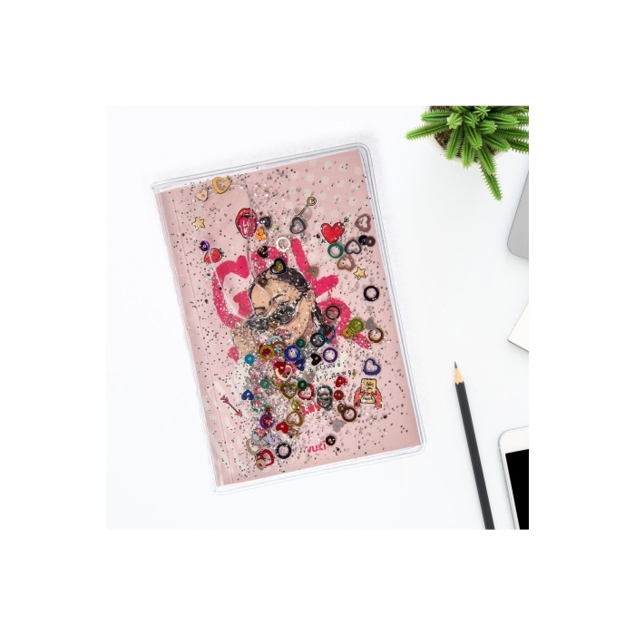 Simli Ve Sulu Kapaklı Renkli Sayfalı Desenli Mini Defter