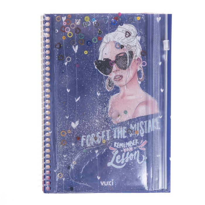 Girl Power Simli ve Sulu Kapaklı Kalem Kutulu A5 Defter