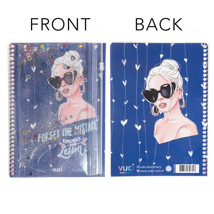 Girl Power Simli ve Sulu Kapaklı Kalem Kutulu A5 Defter