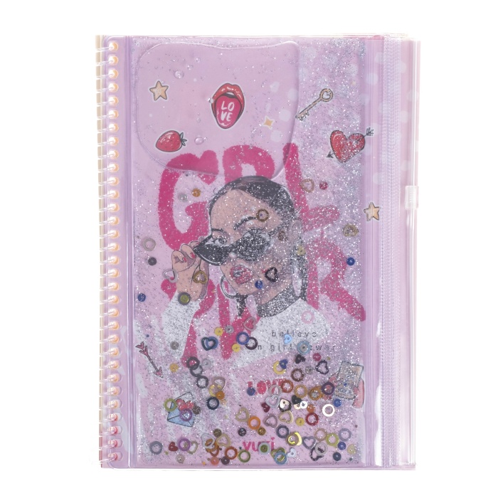 Girl Power Simli ve Sulu Kapaklı Kalem Kutulu A5 Defter