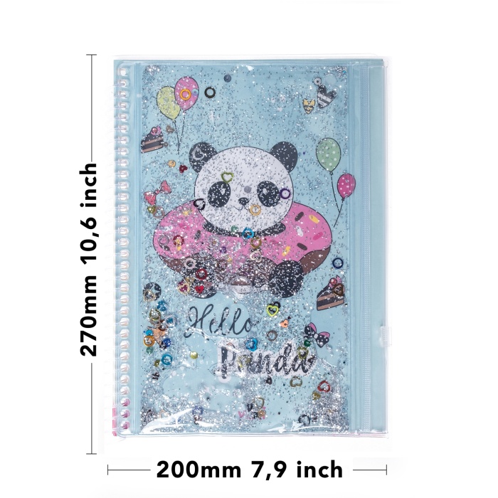 Panda Simli ve Sulu Kapaklı Kalem Kutulu A4 Defter