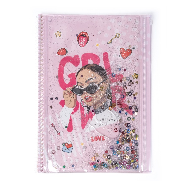 Girl Power Simli ve Sulu Kapaklı Kalem Kutulu A4 Defter