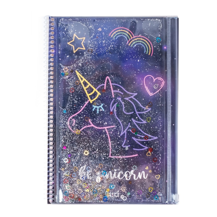 Neon Simli ve Sulu Kapaklı Kalem Kutulu A4 Defter