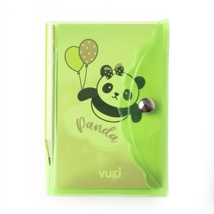 Panda Renkli Kapaklı Mini 3 Bölmeli Kalemli Defter