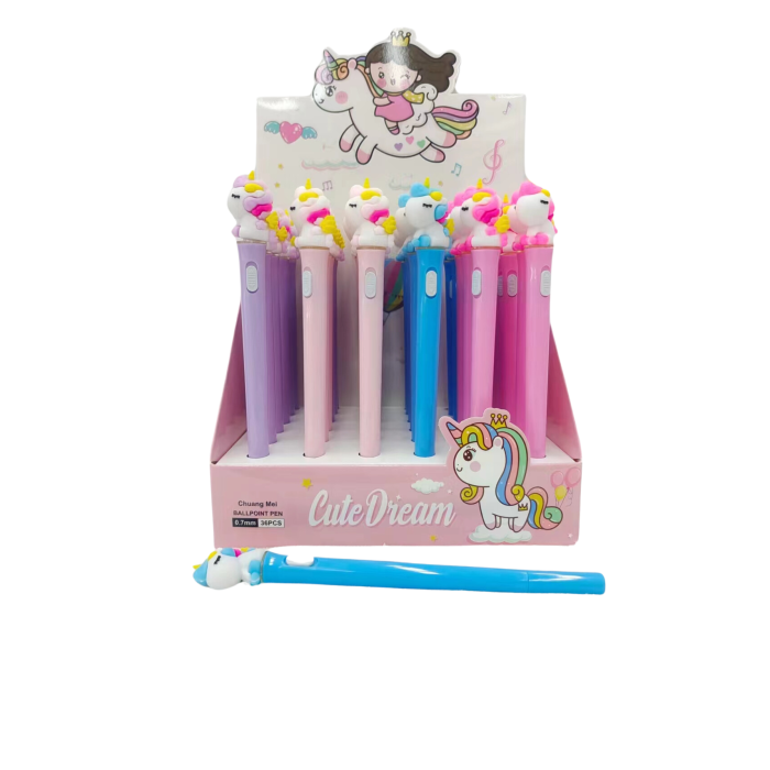 Unicorn Desenli Işıklı Jel Tükenmez Kalem 3lü Set