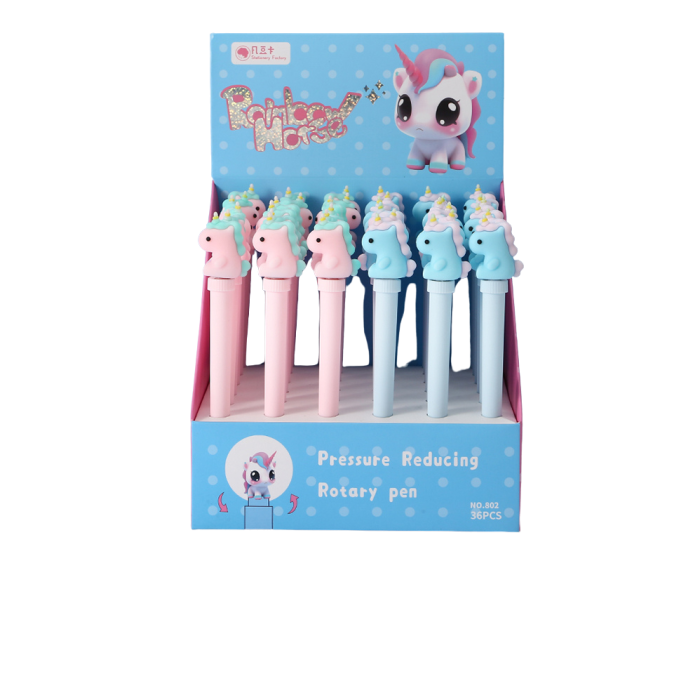 Unicorn Desenli Stres Çarklı Tükenmez Kalem 3lü Set