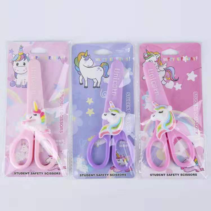 Figürlü Kağıt Makası - Çocuk Makası - 3lü Set - Unicorn Figürlü