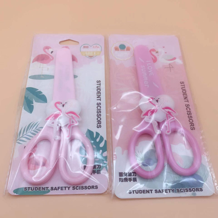 Figürlü Kağıt Makası - Çocuk Makası - 2li Set - Flamingo Figürlü