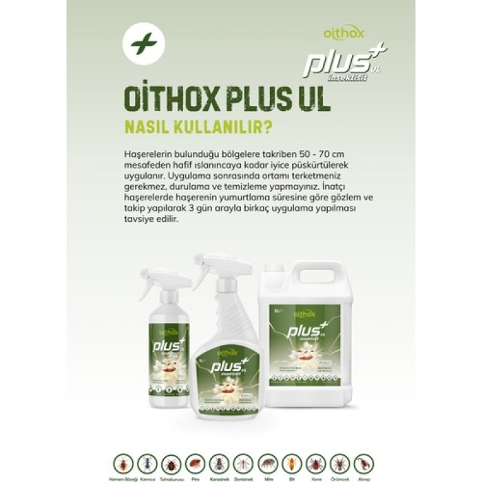 Oithox Plus Ul  Hamam Böceği, Böcek İlacı, Kalorifer Böceği, Karınca, Bit, Pire, Tahtakurusu,mite, Kene İlacı 500 Ml