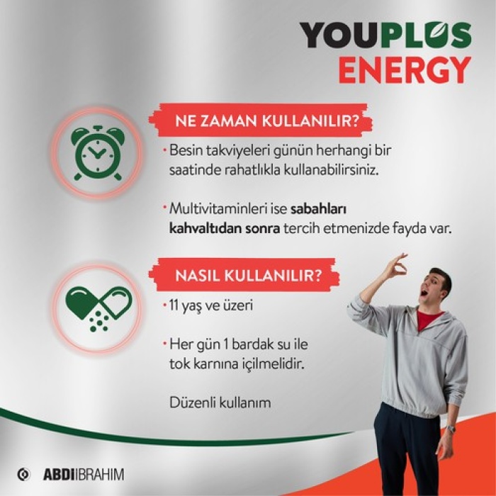 Youplus Energy Vitamin Ve Mineral Kompleksi 30 Tablet - Abdi İbrahim